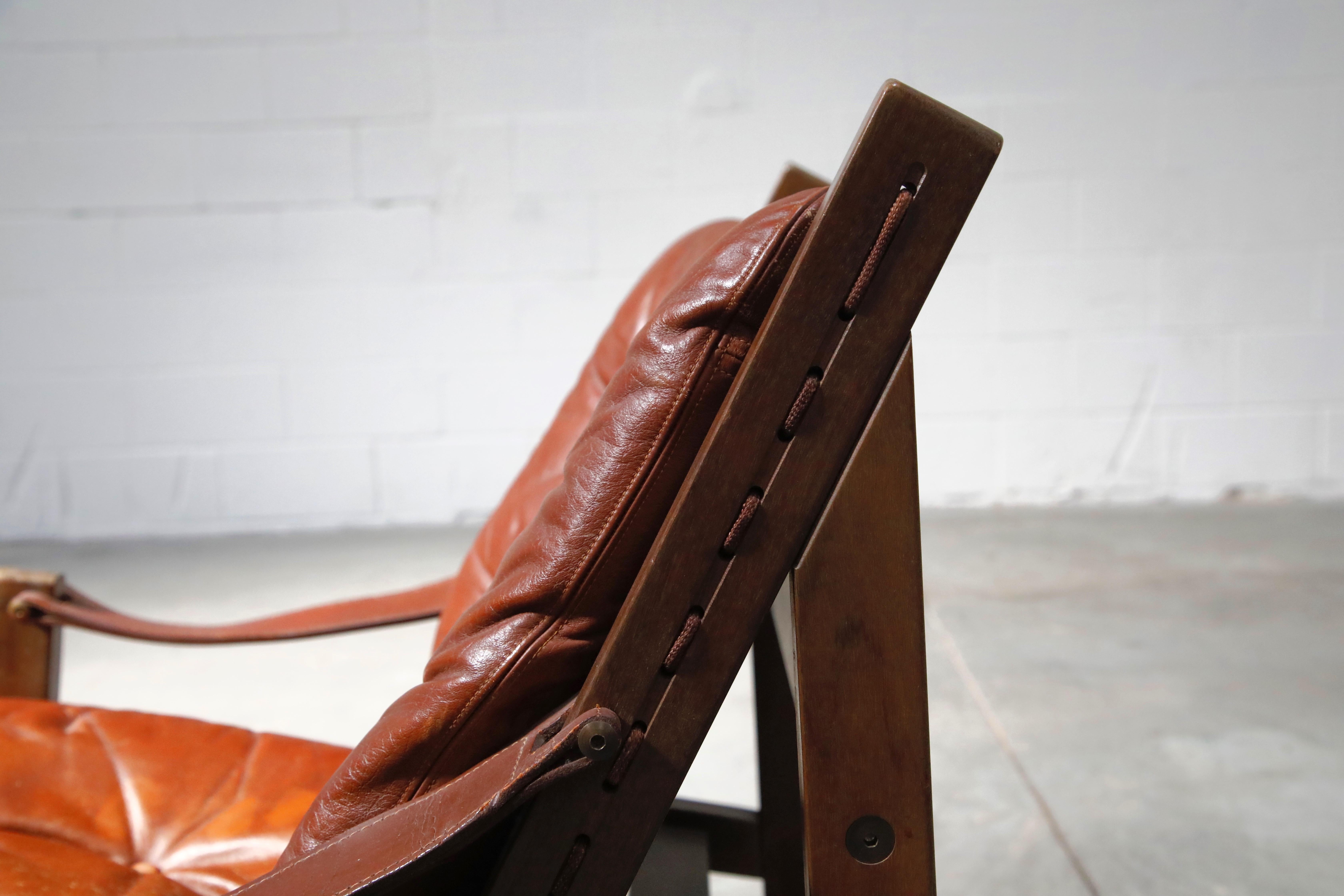 Pair of Leather 'Hunter' Safari Chairs by Torbjørn Afdal for Bruksbo, 1960s 4