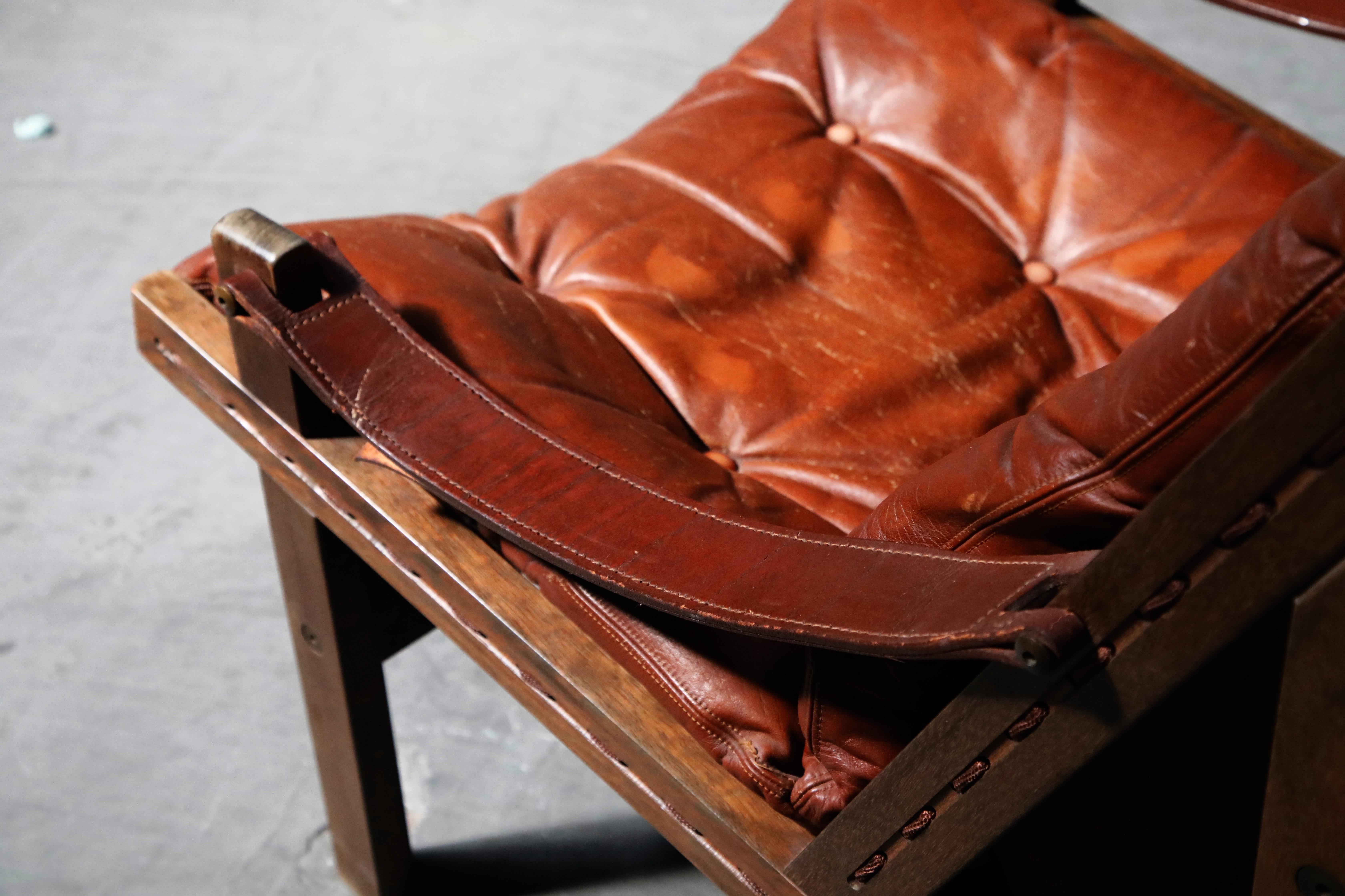Pair of Leather 'Hunter' Safari Chairs by Torbjørn Afdal for Bruksbo, 1960s 8
