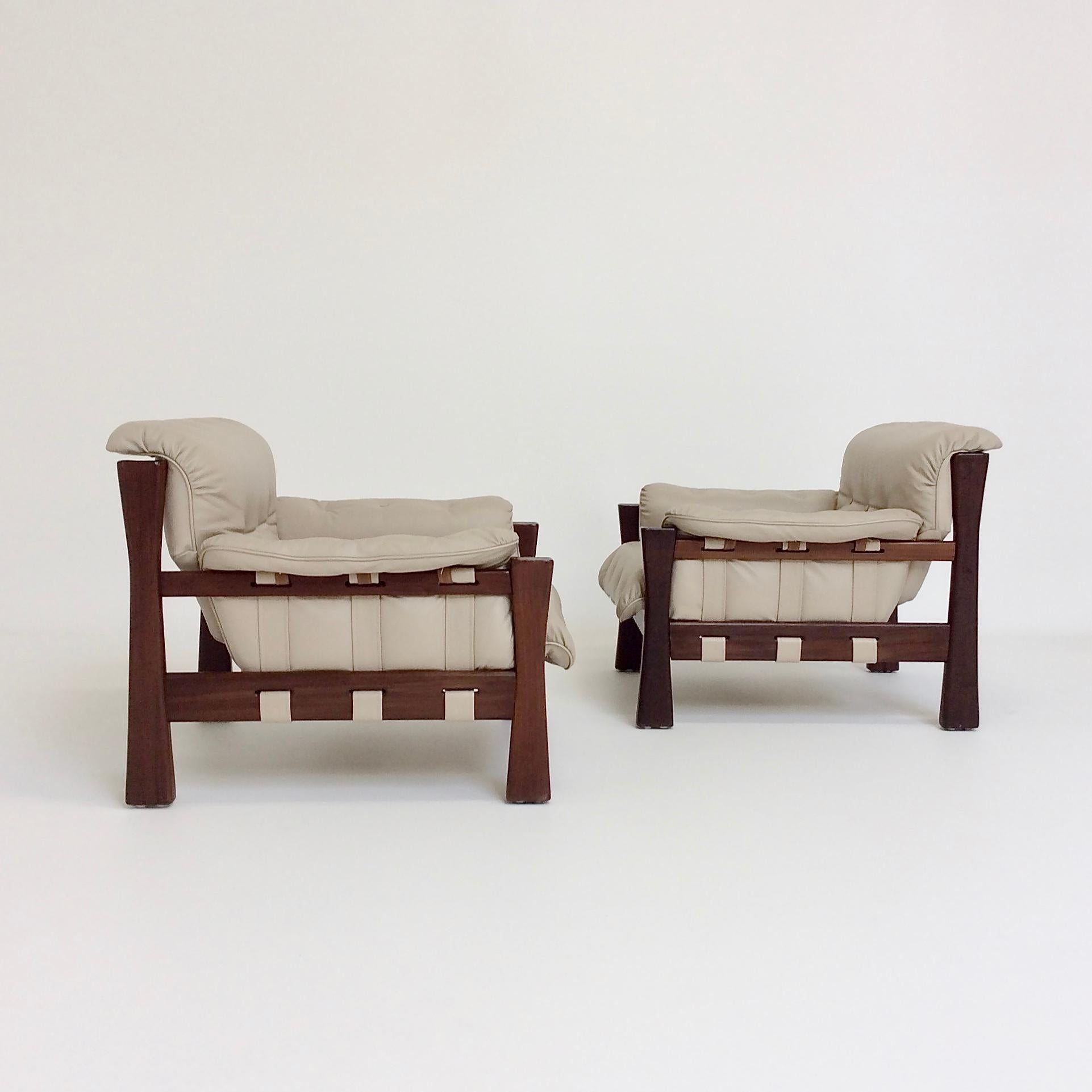 Pair of Leather Brazilian Armchairs, circa 1970 6