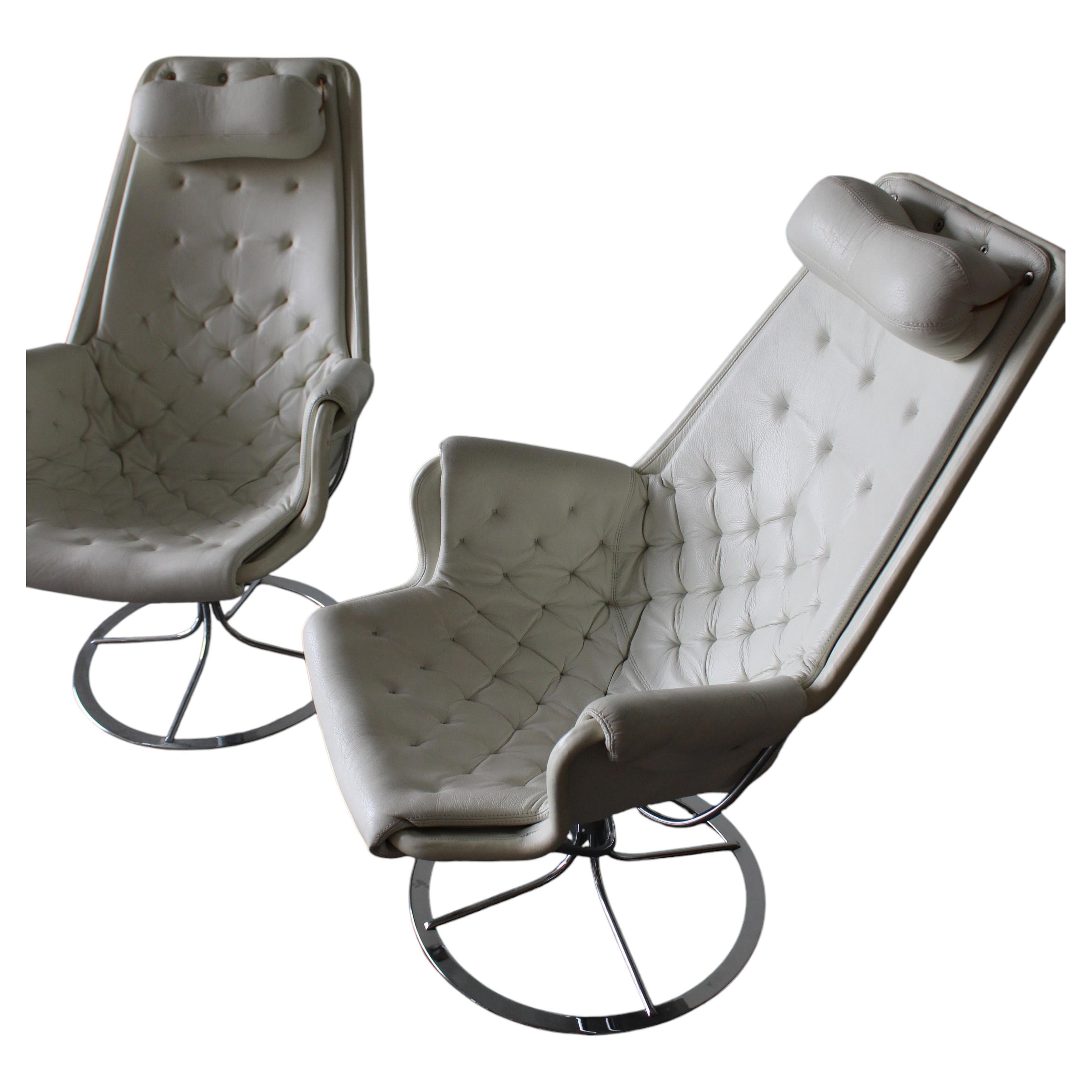 Pair of Leather Jetson Chairs by Bruno Mathsson For Dux, 1970 For Sale