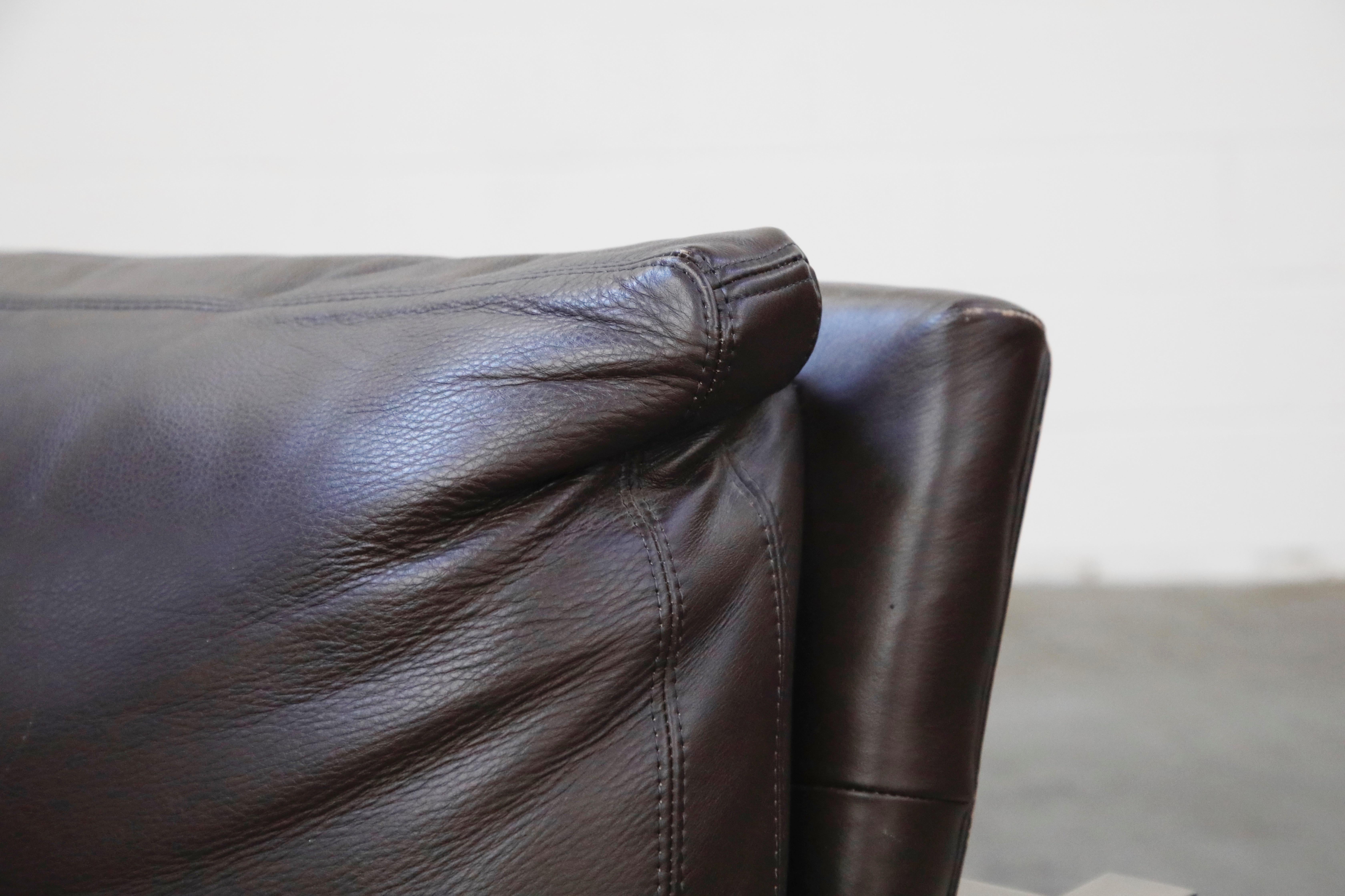 Pair of Leather Lounge Armchairs by Milo Baughman for Thayer Coggin, Signed 5