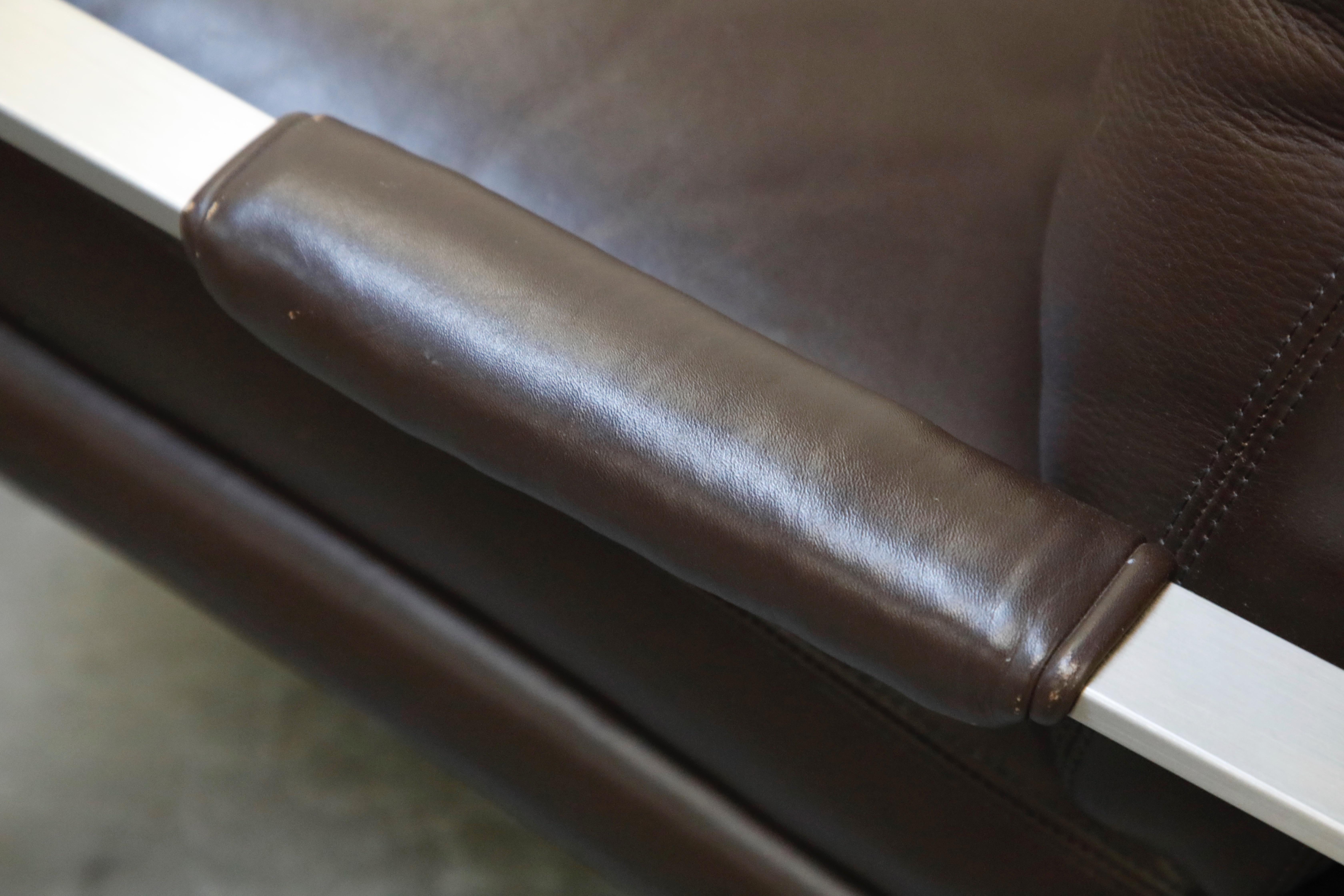 Pair of Leather Lounge Armchairs by Milo Baughman for Thayer Coggin, Signed 3