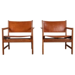 Pair of Leather Lounge Chairs Attributed to Gunnar Myrstrand