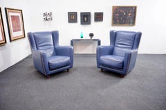 Pair of Leather Lounge Chairs Begére by Baxter Italy 90s