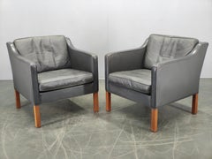 Pair of Leather Lounge Chairs by Børge Mogensen for Fredericia 1970s
