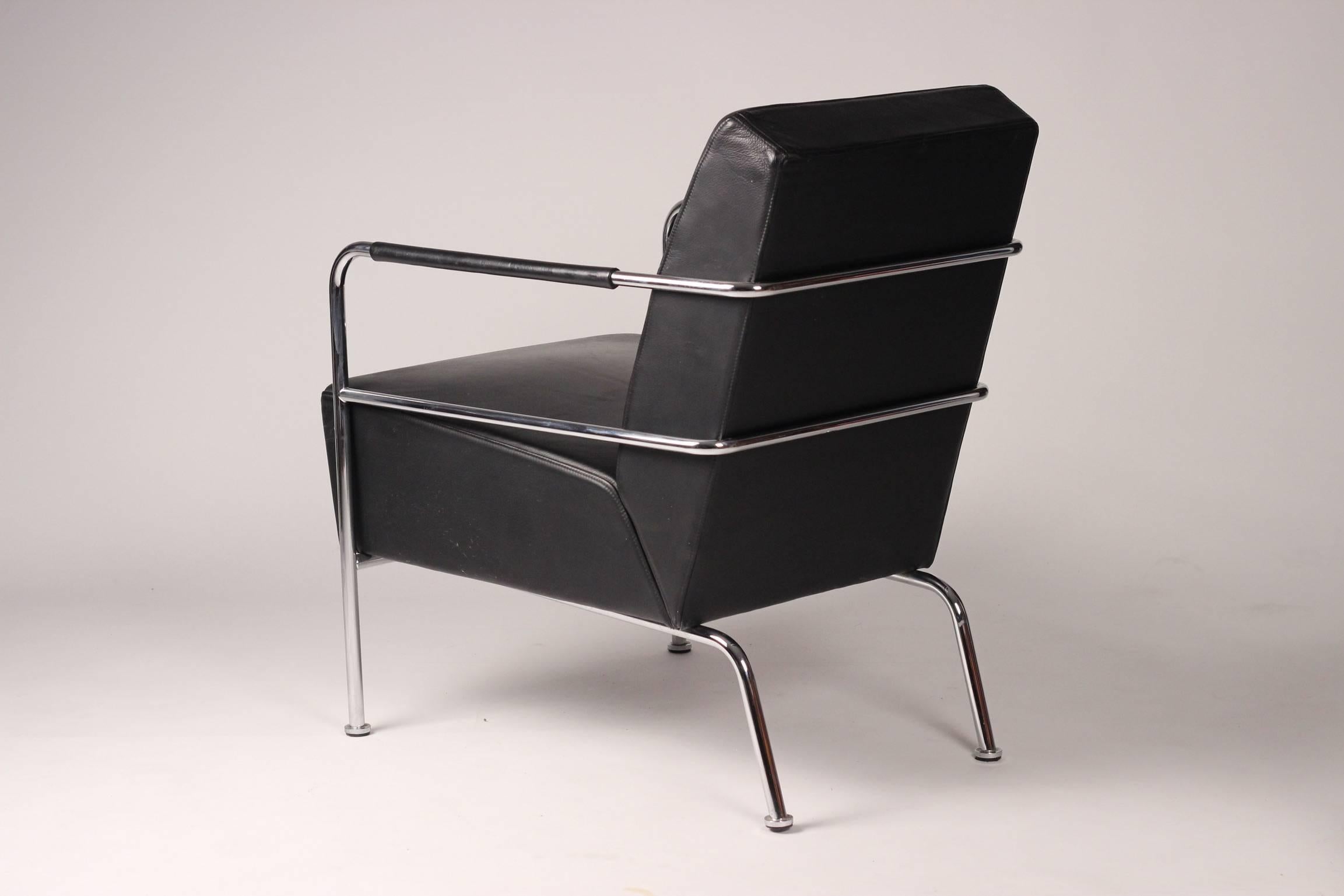 Late 20th Century Pair of Leather Lounge Chairs by Gunilla Allard