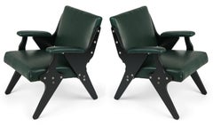 Pair of Leather Lounge Chairs by Jose Zanine Caldas, Brazil, circa 1950