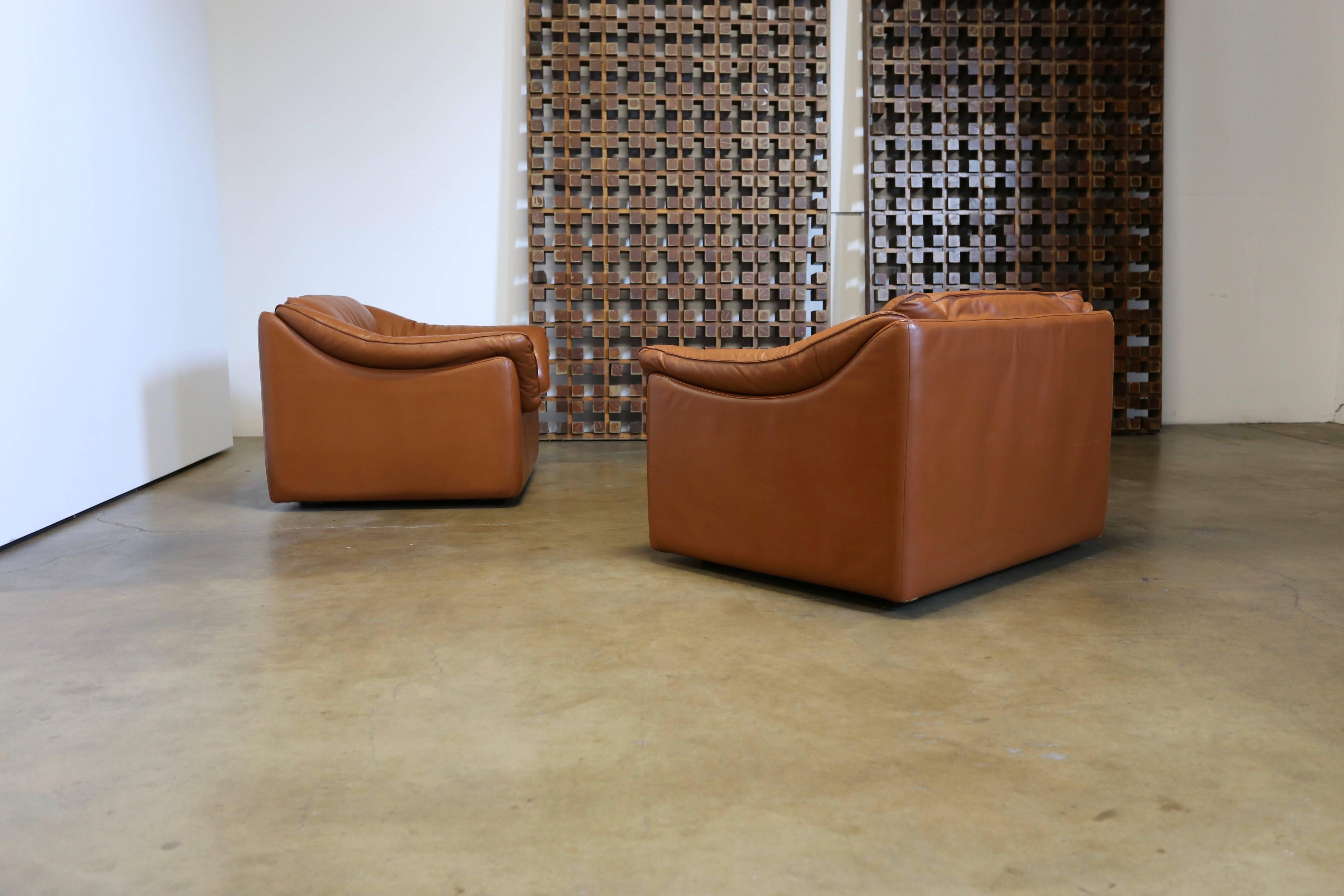 American Pair of Leather Lounge Chairs by Metropolitan