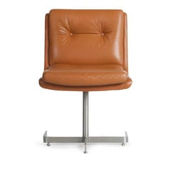 Pair of Leather and Steel Lounge Chairs by Raphael, France, circa 1970