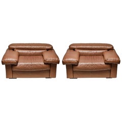 Pair of Leather Lounge Chairs by Tobia Scarpa