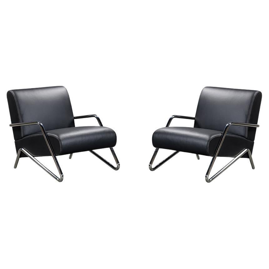 Pair of Leather Lounge Chairs For Sale