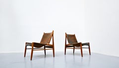 Pair of Leather Lounge Chairs Model 'Chimney 1192' by Franz Xaver Lutz, Germany