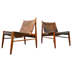 Pair of Leather Lounge Chairs Model 'Chimney 1192' by Franz Xaver Lutz, Germany