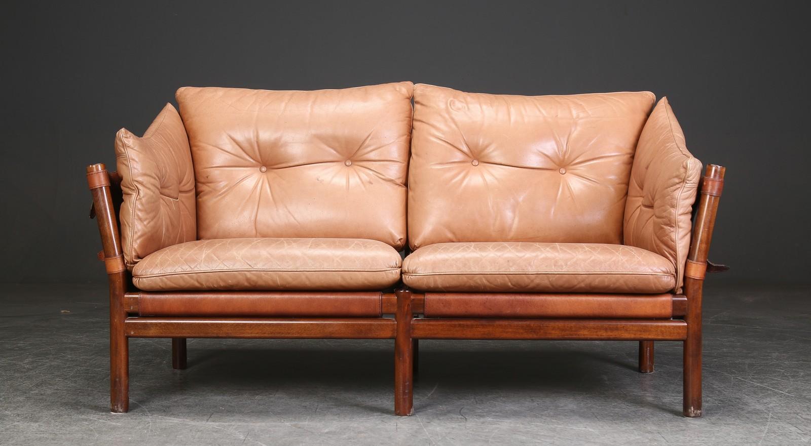 Scandinavian Modern Pair of Leather Loveseats by Arne Norell