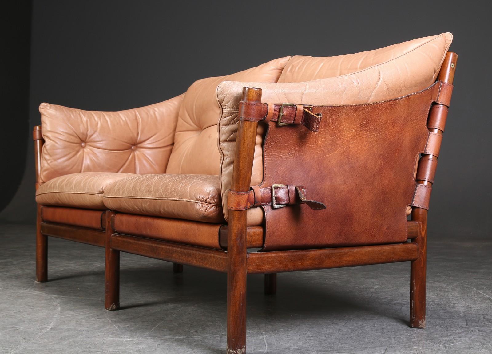 Danish Pair of Leather Loveseats by Arne Norell