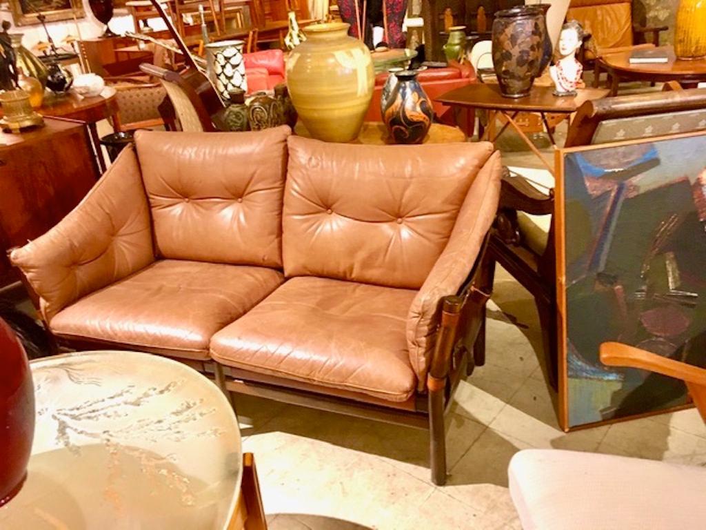 Mid-20th Century Pair of Leather Loveseats by Arne Norell
