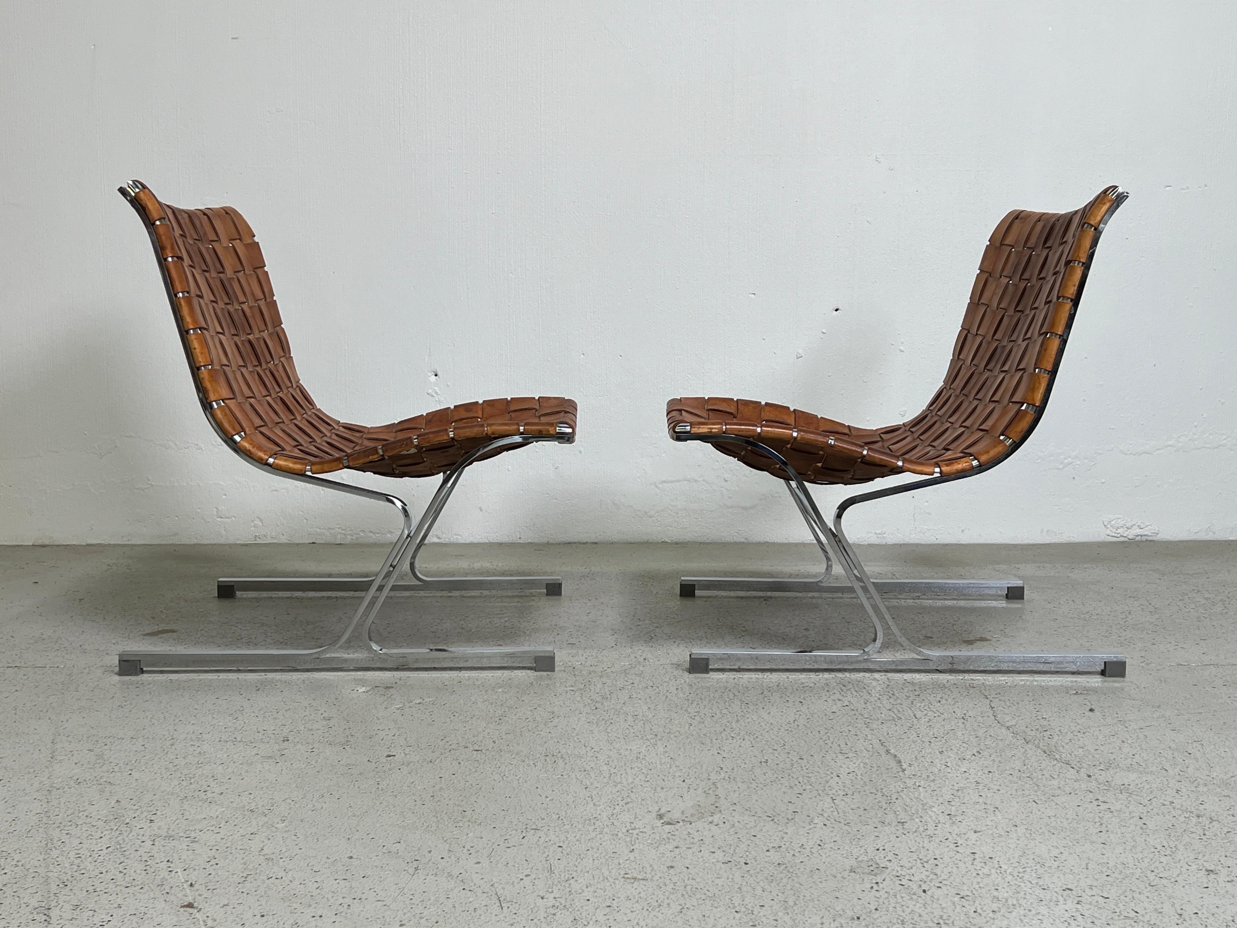 Pair of Leather 'Luar' Lounge Chairs by Ross Littell  10