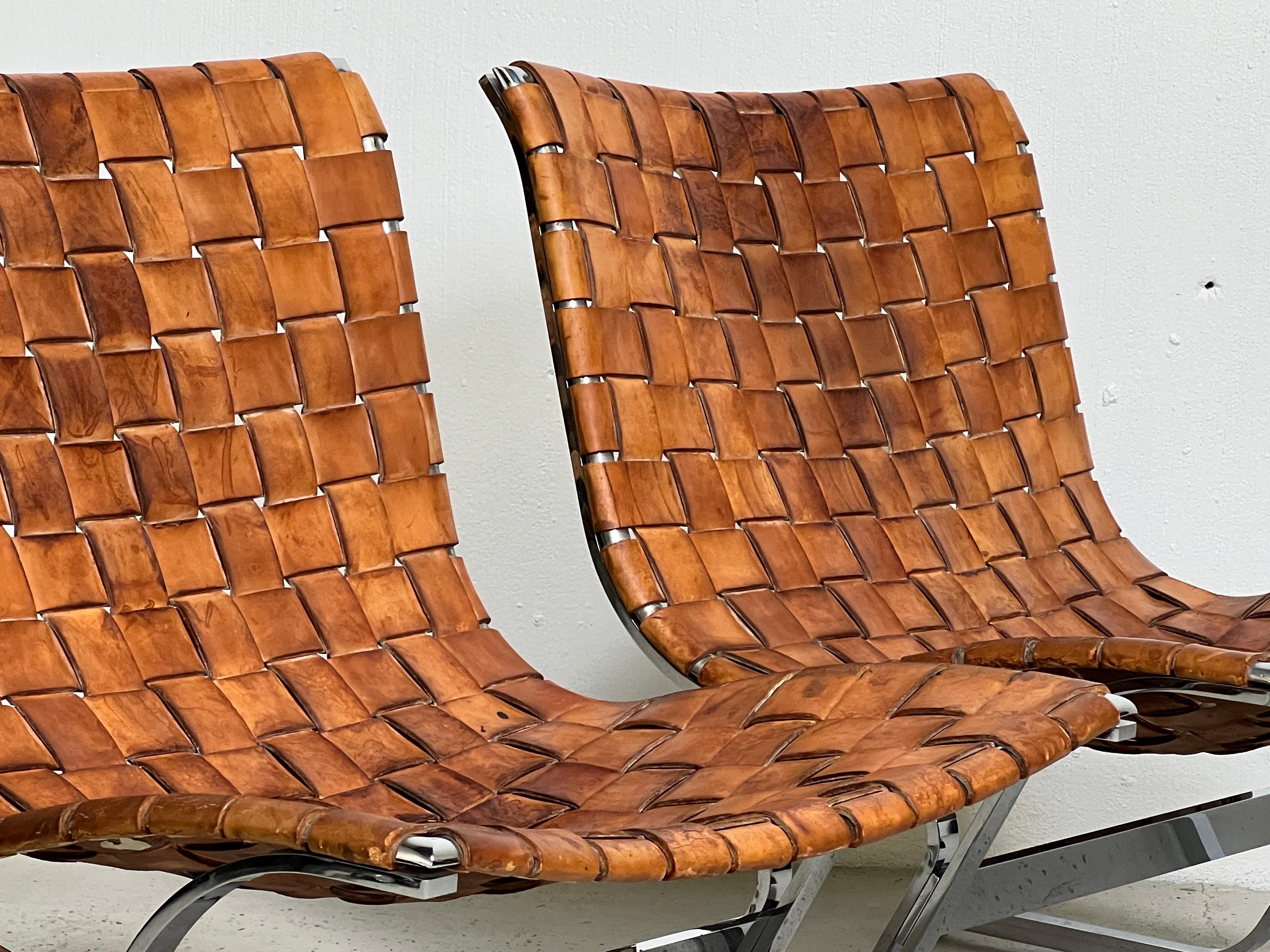 Pair of Leather 'Luar' Lounge Chairs by Ross Littell  11