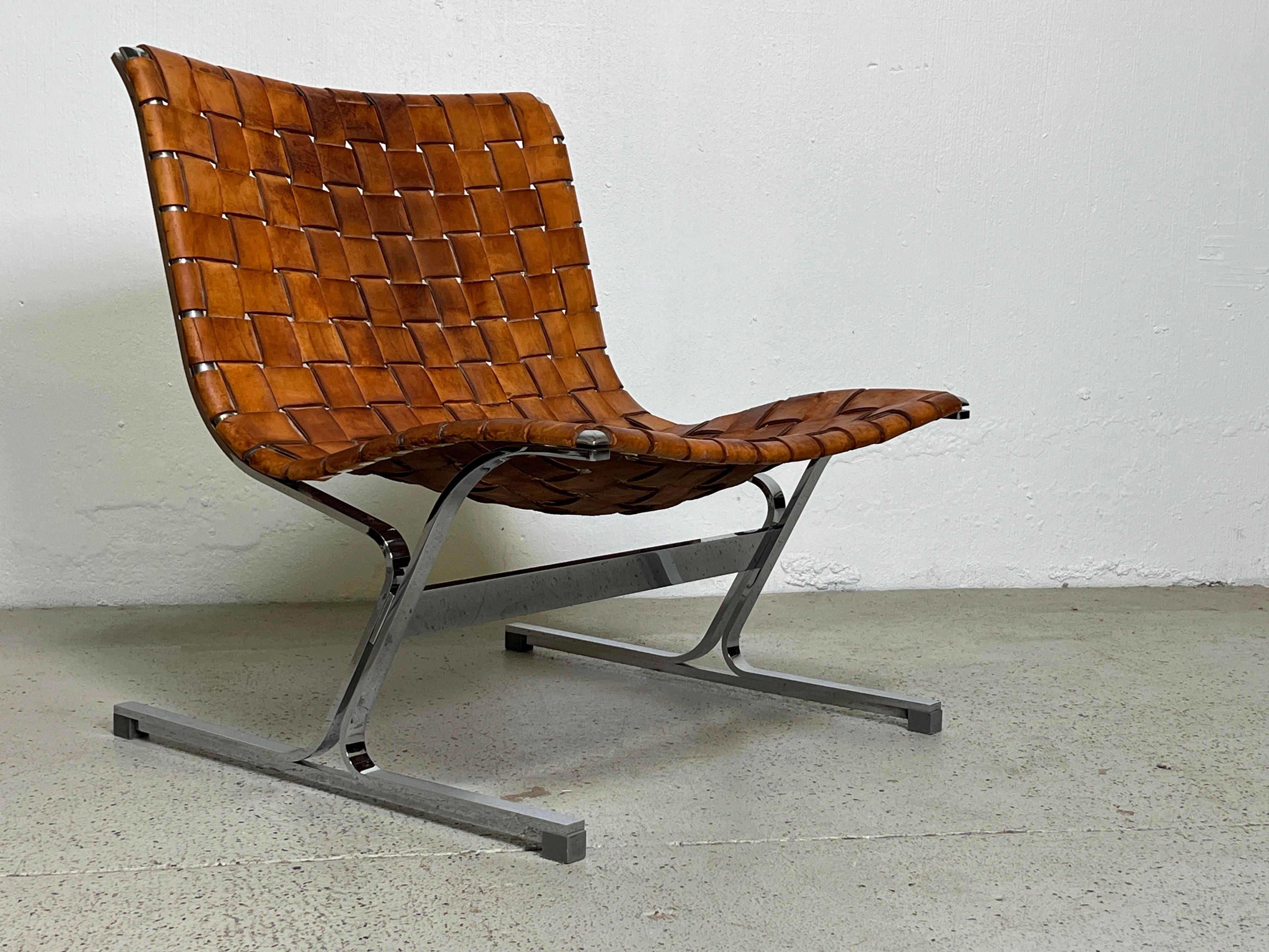 Pair of Leather 'Luar' Lounge Chairs by Ross Littell  In Good Condition In Dallas, TX