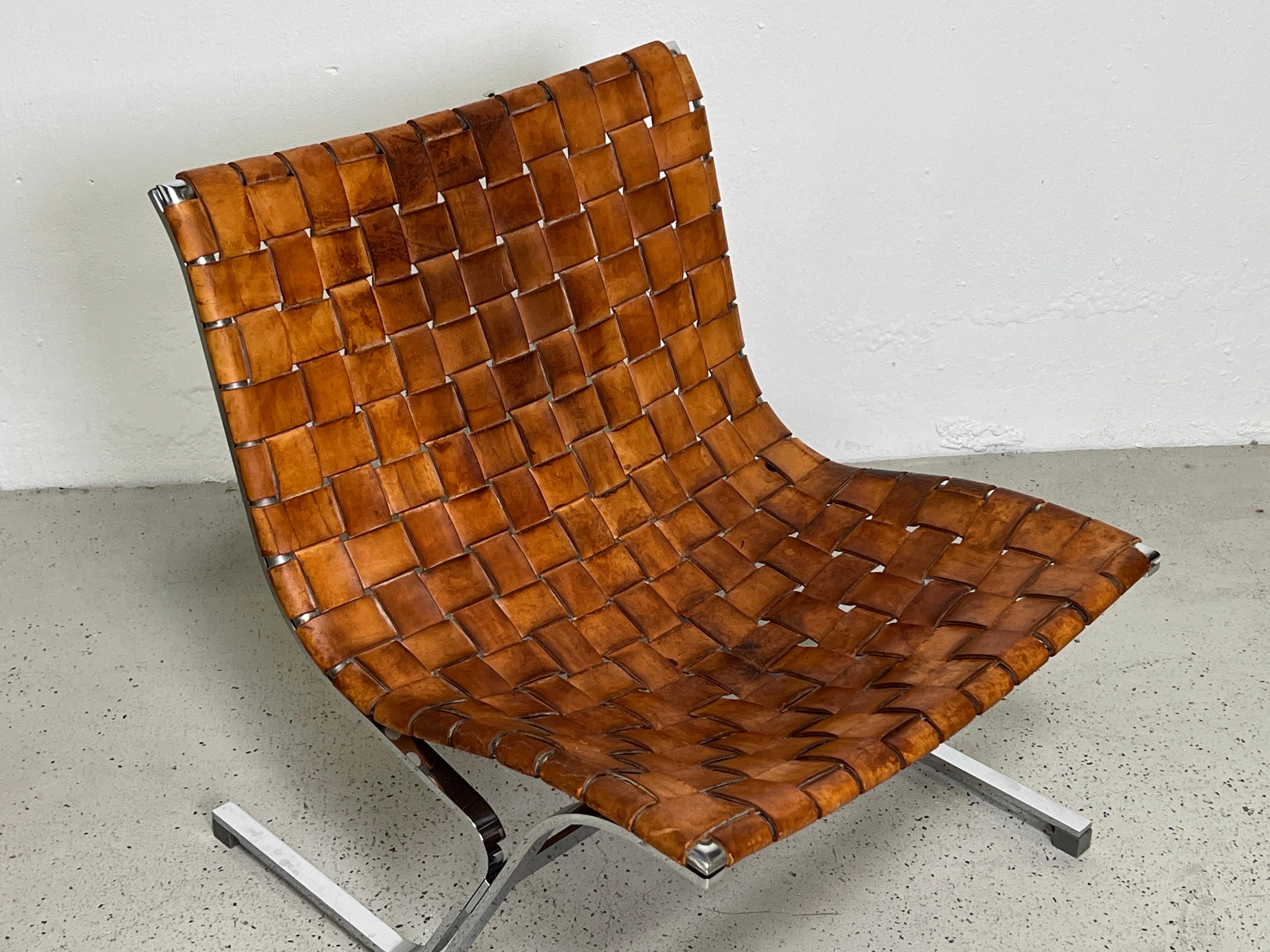 Mid-20th Century Pair of Leather 'Luar' Lounge Chairs by Ross Littell 