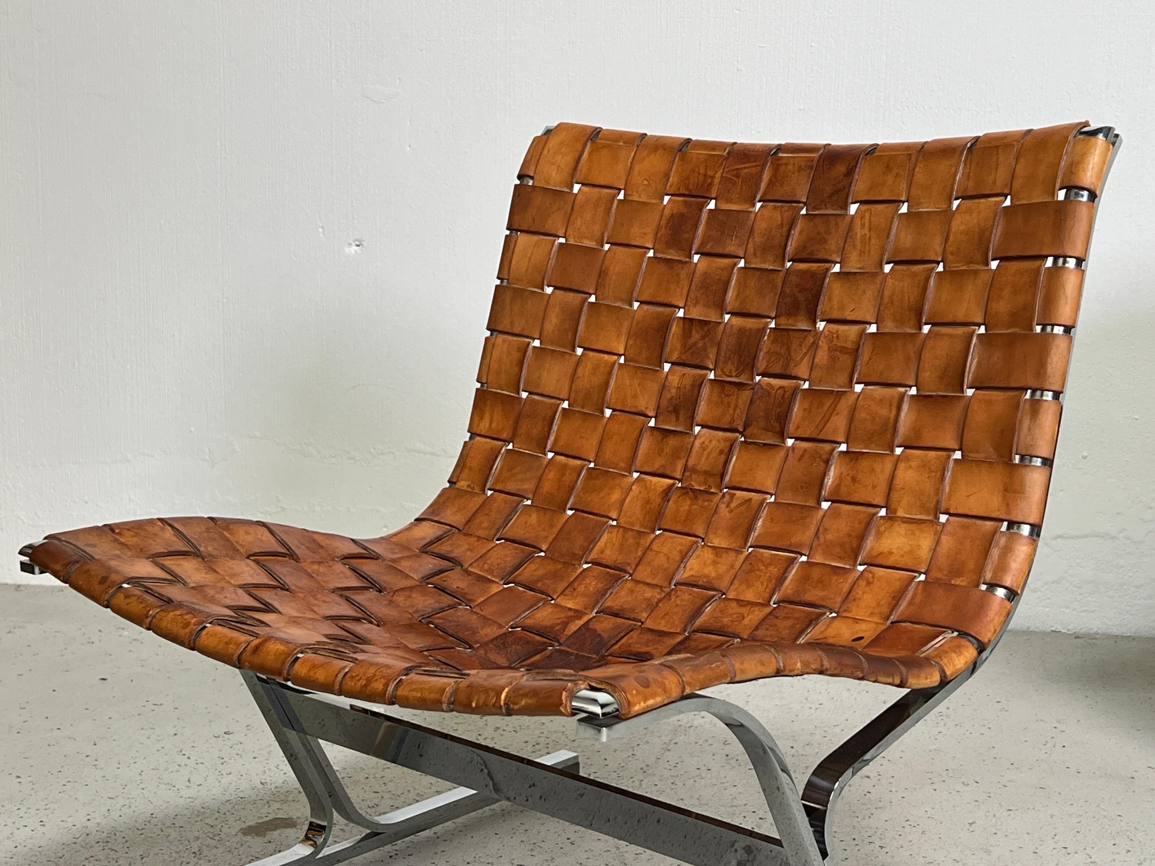 Pair of Leather 'Luar' Lounge Chairs by Ross Littell  1