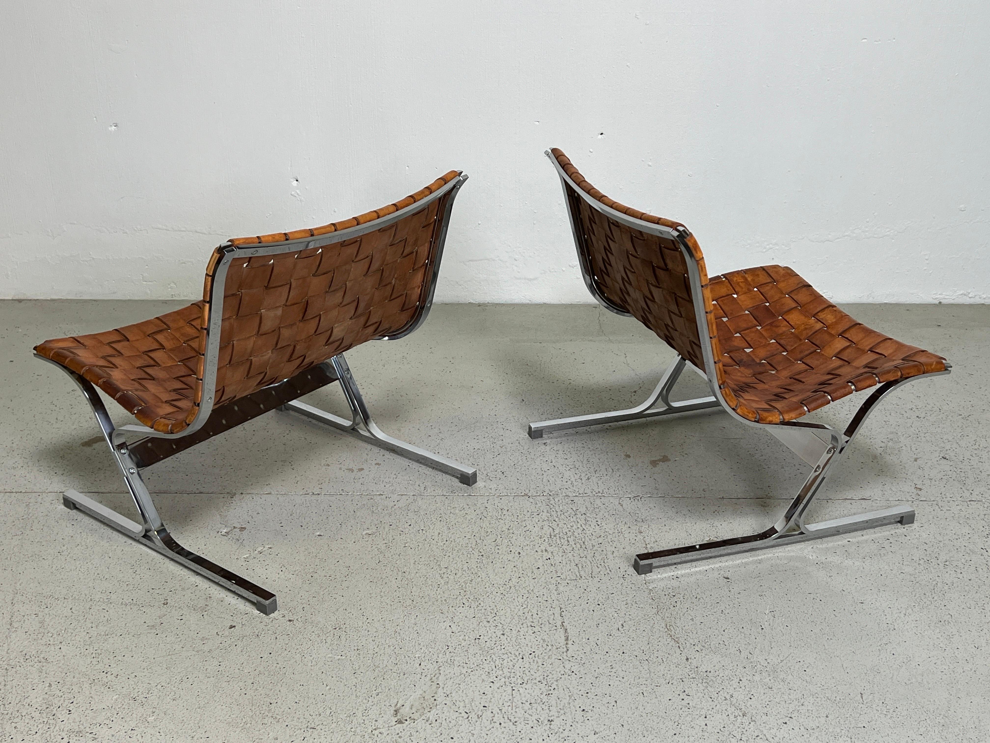Pair of Leather 'Luar' Lounge Chairs by Ross Littell  4