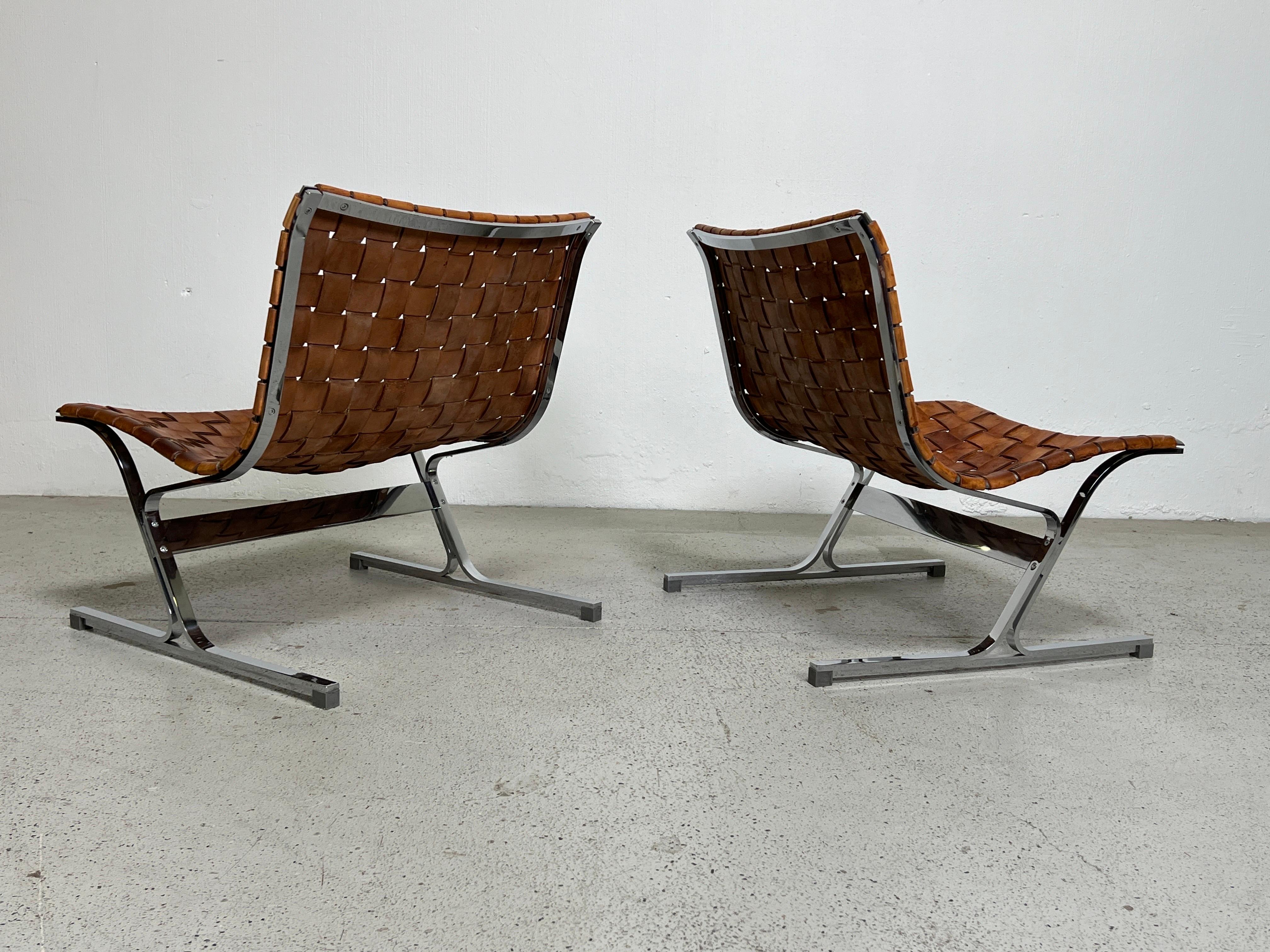 Pair of Leather 'Luar' Lounge Chairs by Ross Littell  5