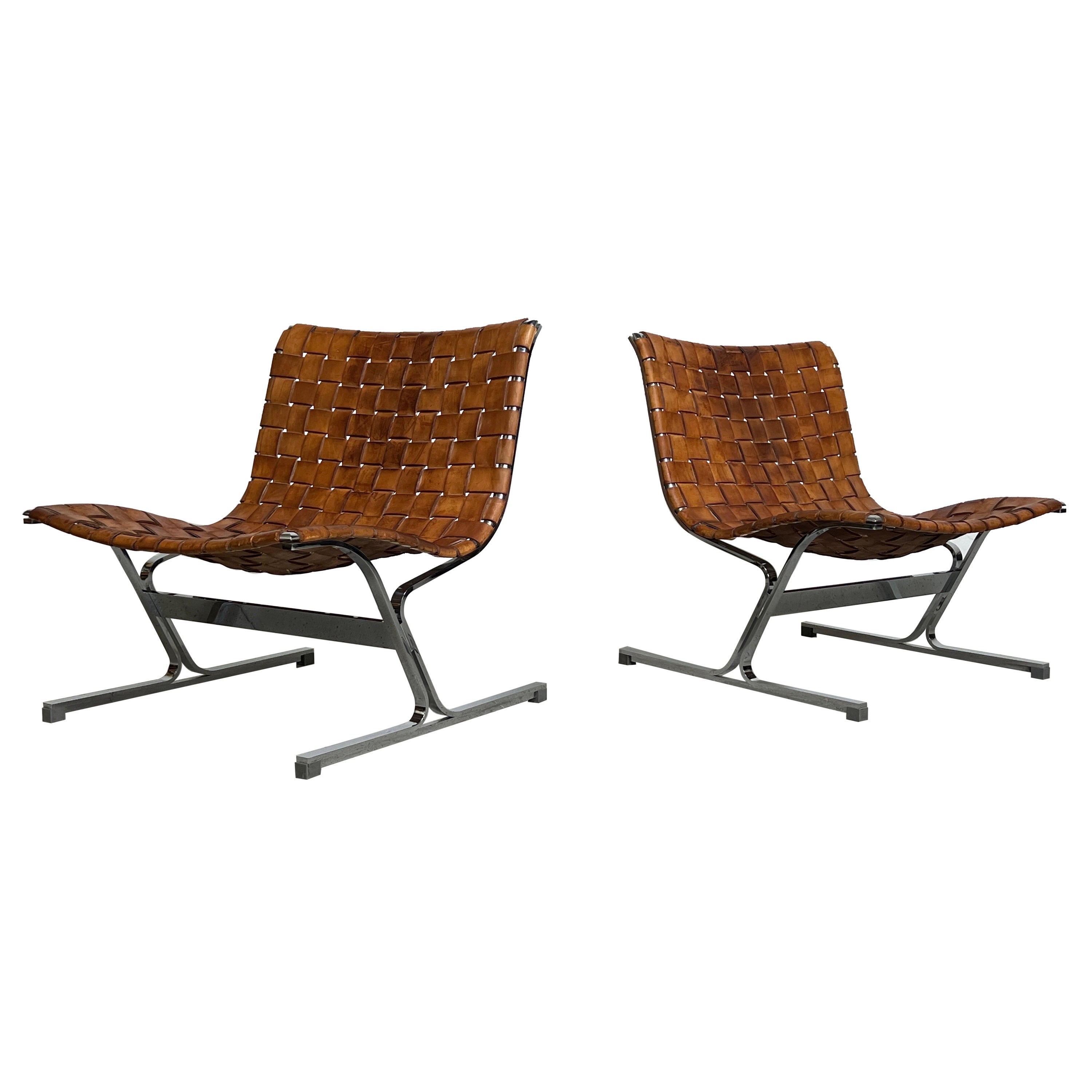 Pair of Leather 'Luar' Lounge Chairs by Ross Littell
