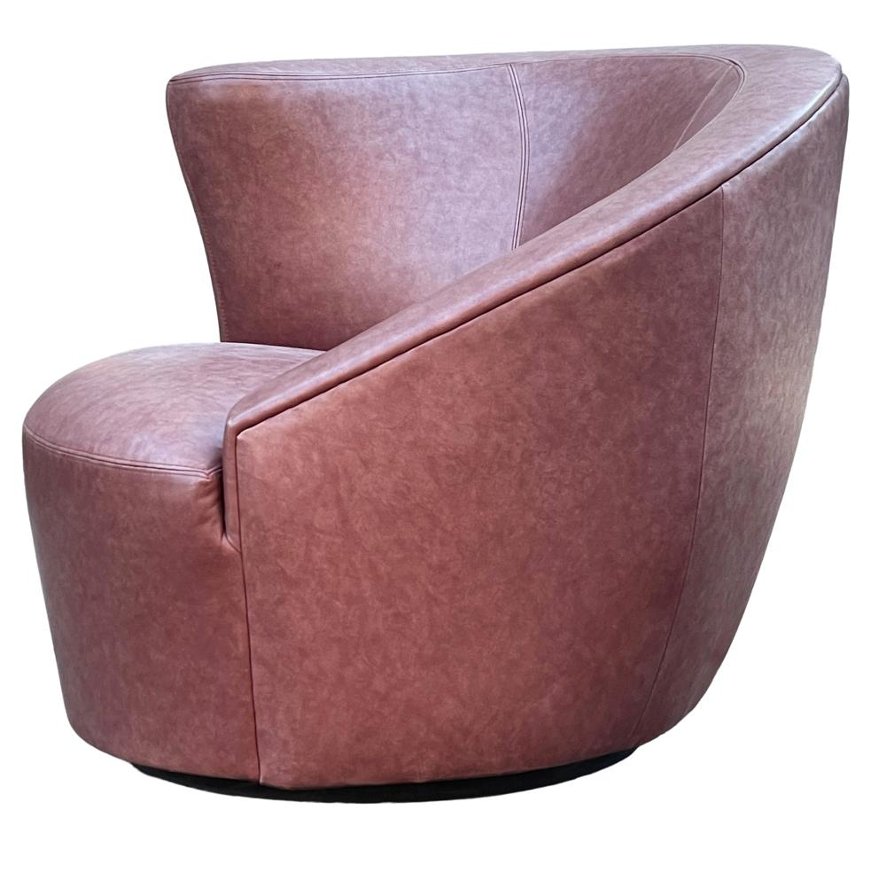 Pair of Leather Mid Century Modern Swivel Lounge Chairs by Vladimir Kagan  3
