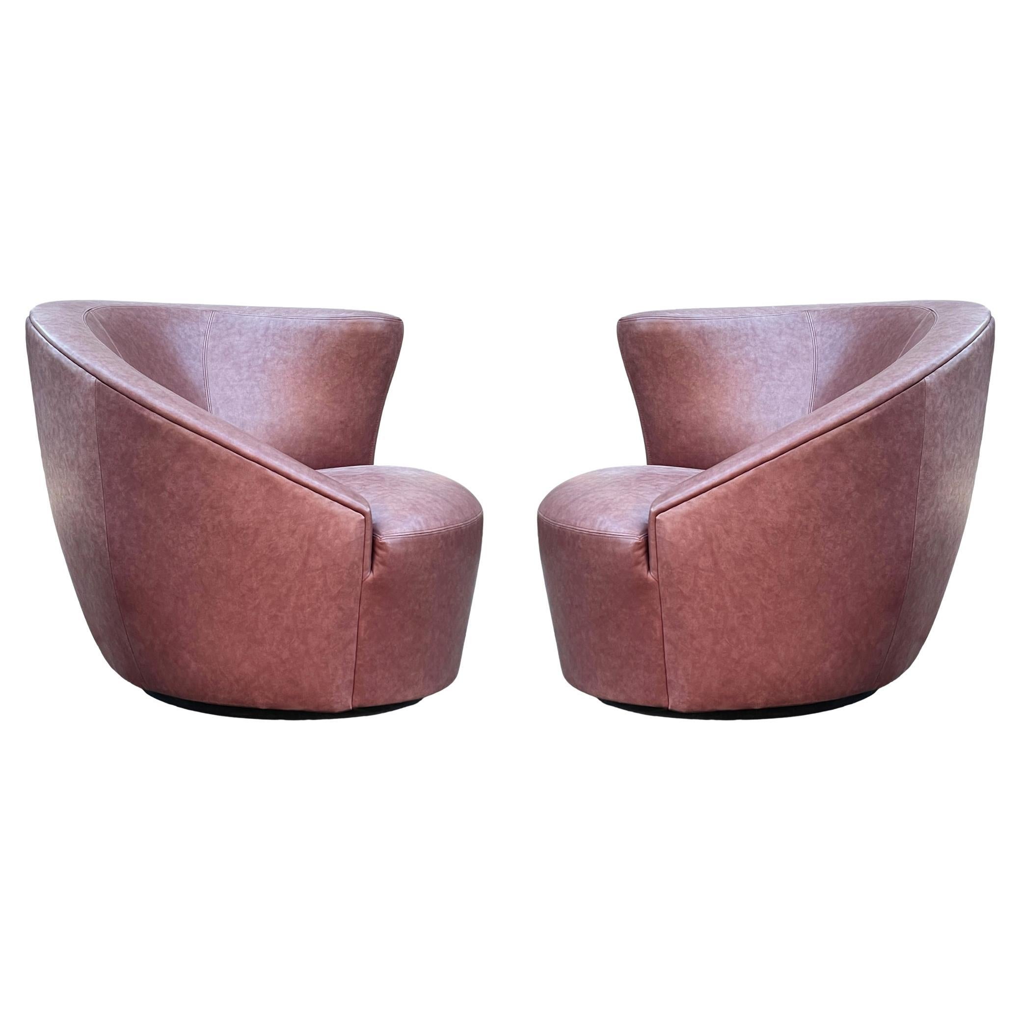 Pair Leather Swivel Chairs by Montis at 1stDibs