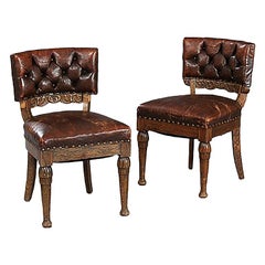 Pair of Leather Oak Chairs by Thorvald Bindesbøll