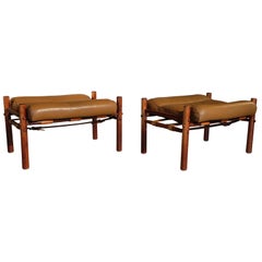 Pair of Leather Ottomans by Arne Norell, 1970s