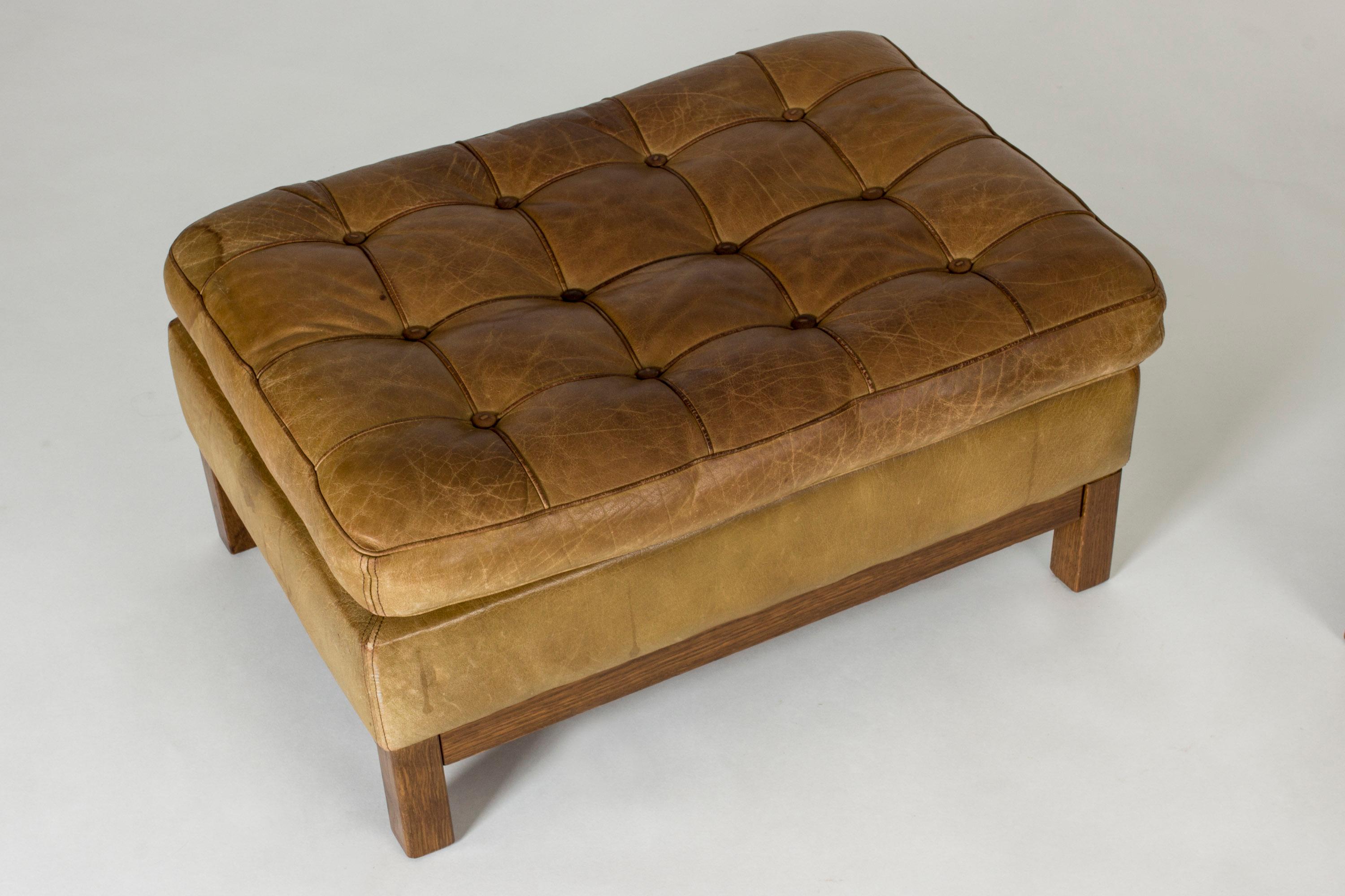 Pair of Leather Ottomans by Arne Norell In Good Condition In Stockholm, SE