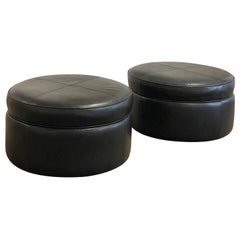 Pair of Leather Ottomans by Donghia