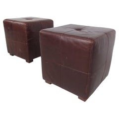 Pair of Leather Ottomans