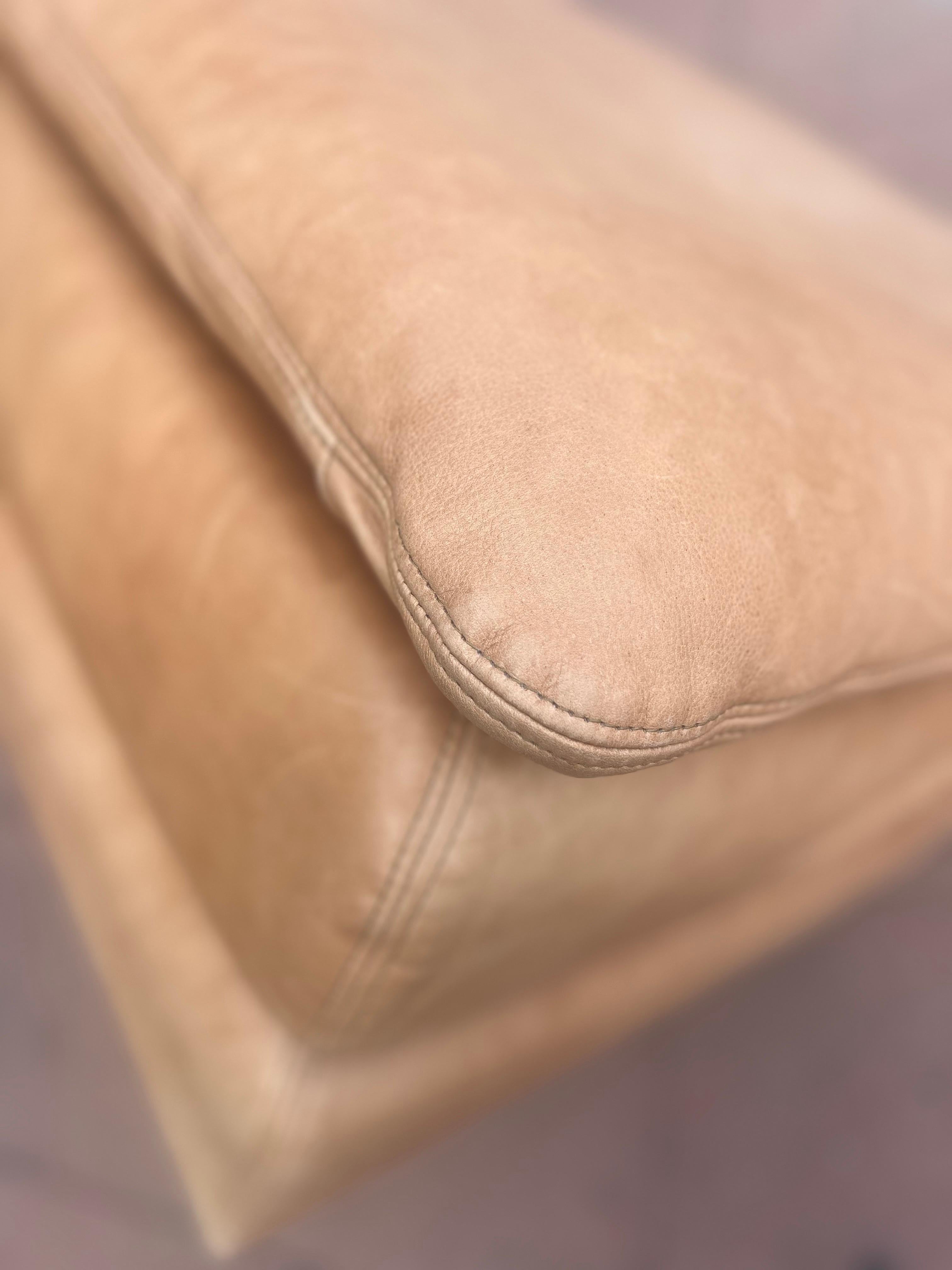 Pair of Leather Ottomans Postmodern Ralph Lauren Style 1