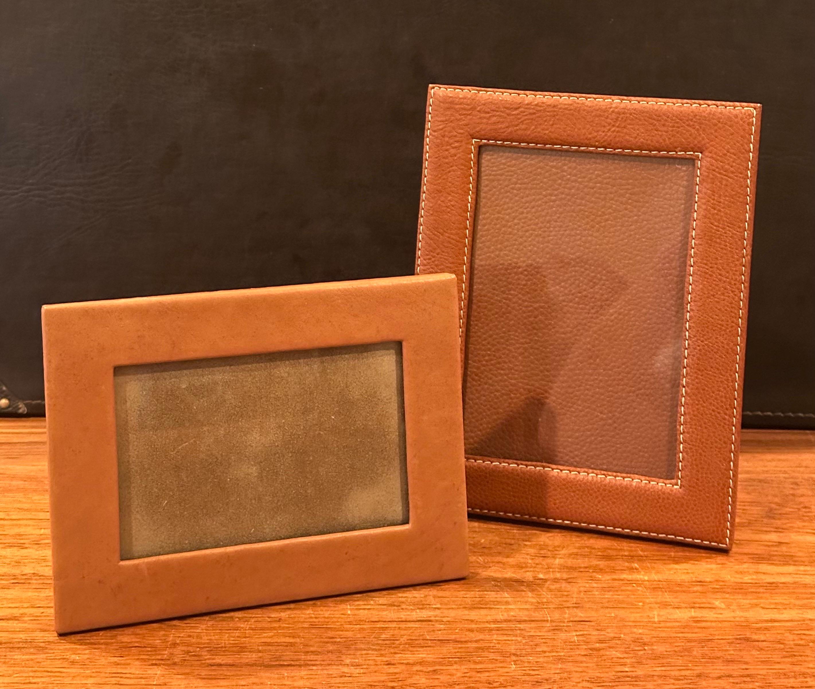 Lather Frame Pair of Leather Picture Frames in the Style of Ralph Lauren For Sale at ...