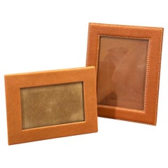Pair of Leather Picture Frames in the Style of Ralph Lauren