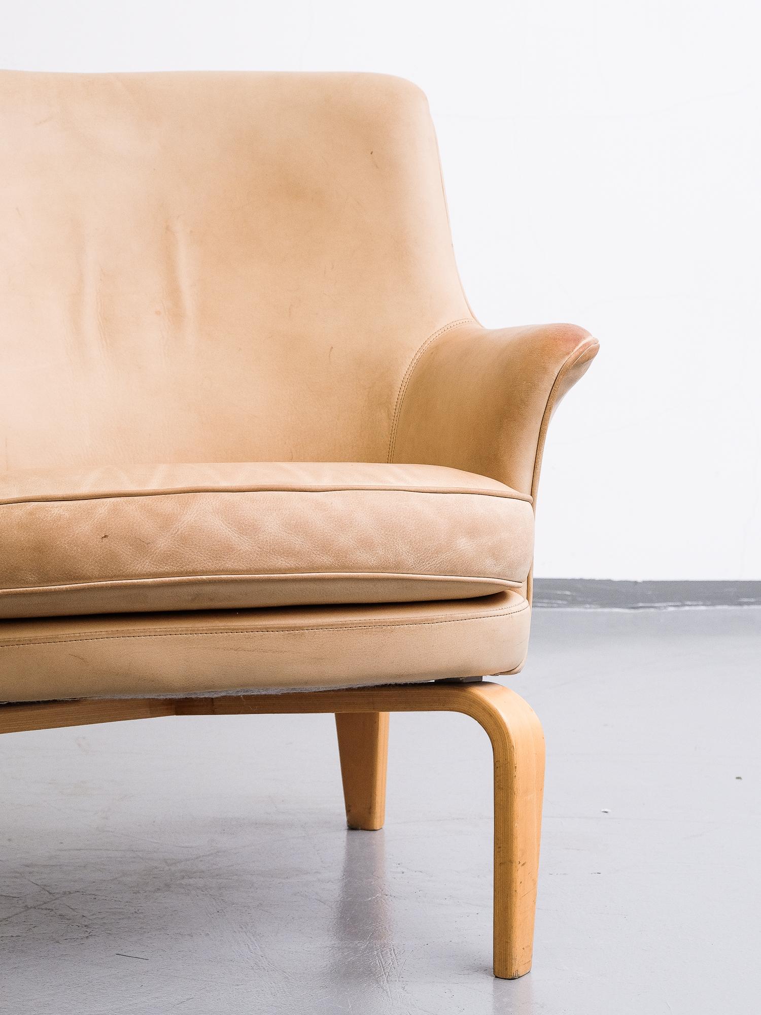 Scandinavian Modern Pair of Leather 'Pilot' Armchairs by Arne Norell, Sweden