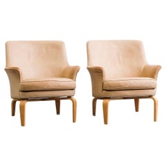 Pair of Leather 'Pilot' Armchairs by Arne Norell, Sweden