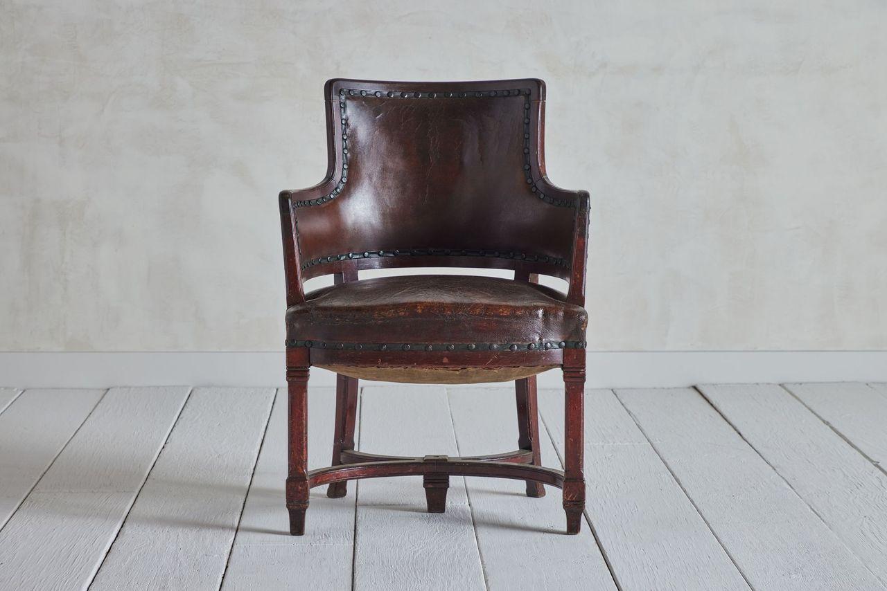 Mid-20th Century Pair of Leather Pull Up Chairs