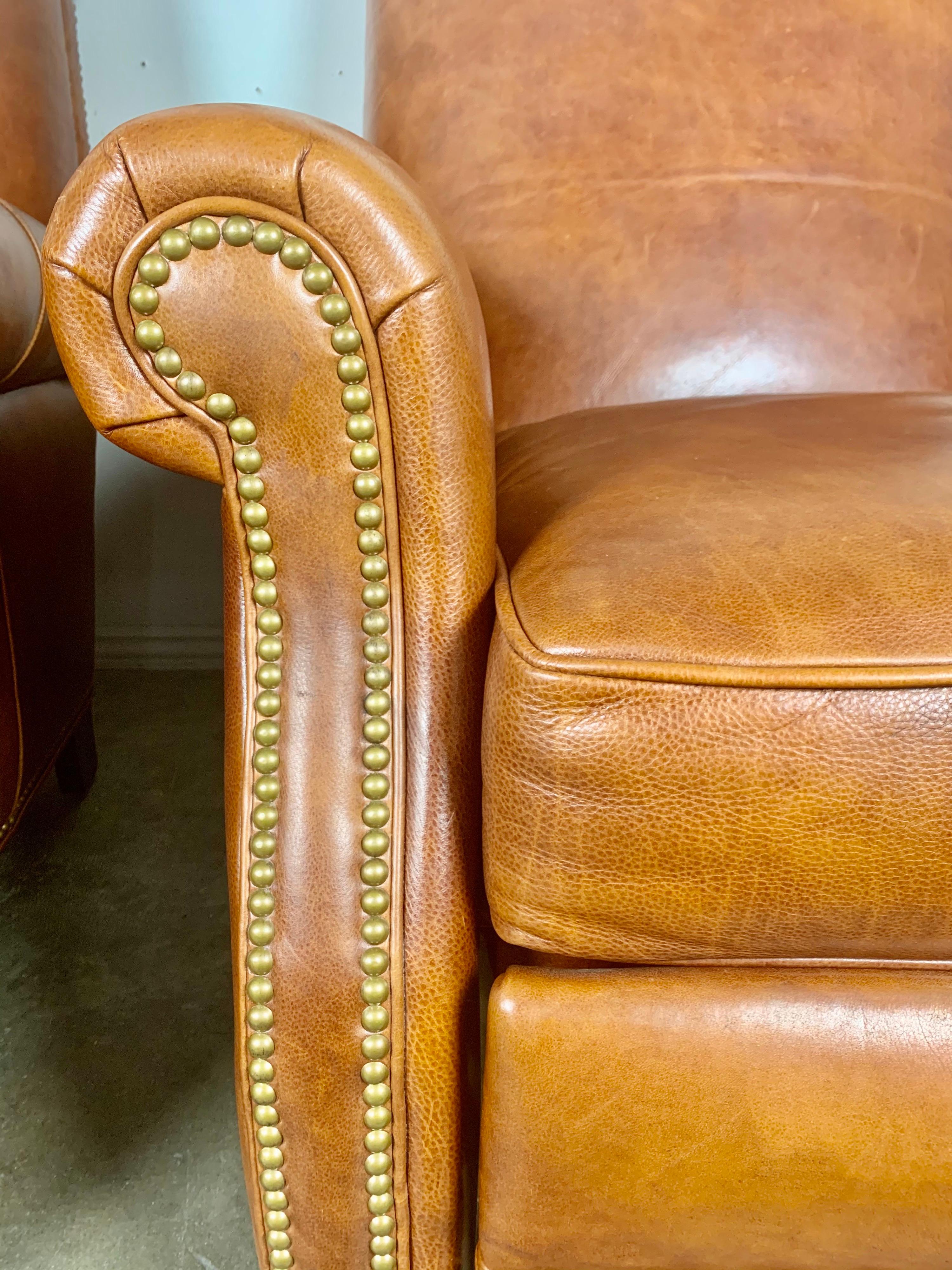American Pair of Leather Recliner Armchairs, 20th Century