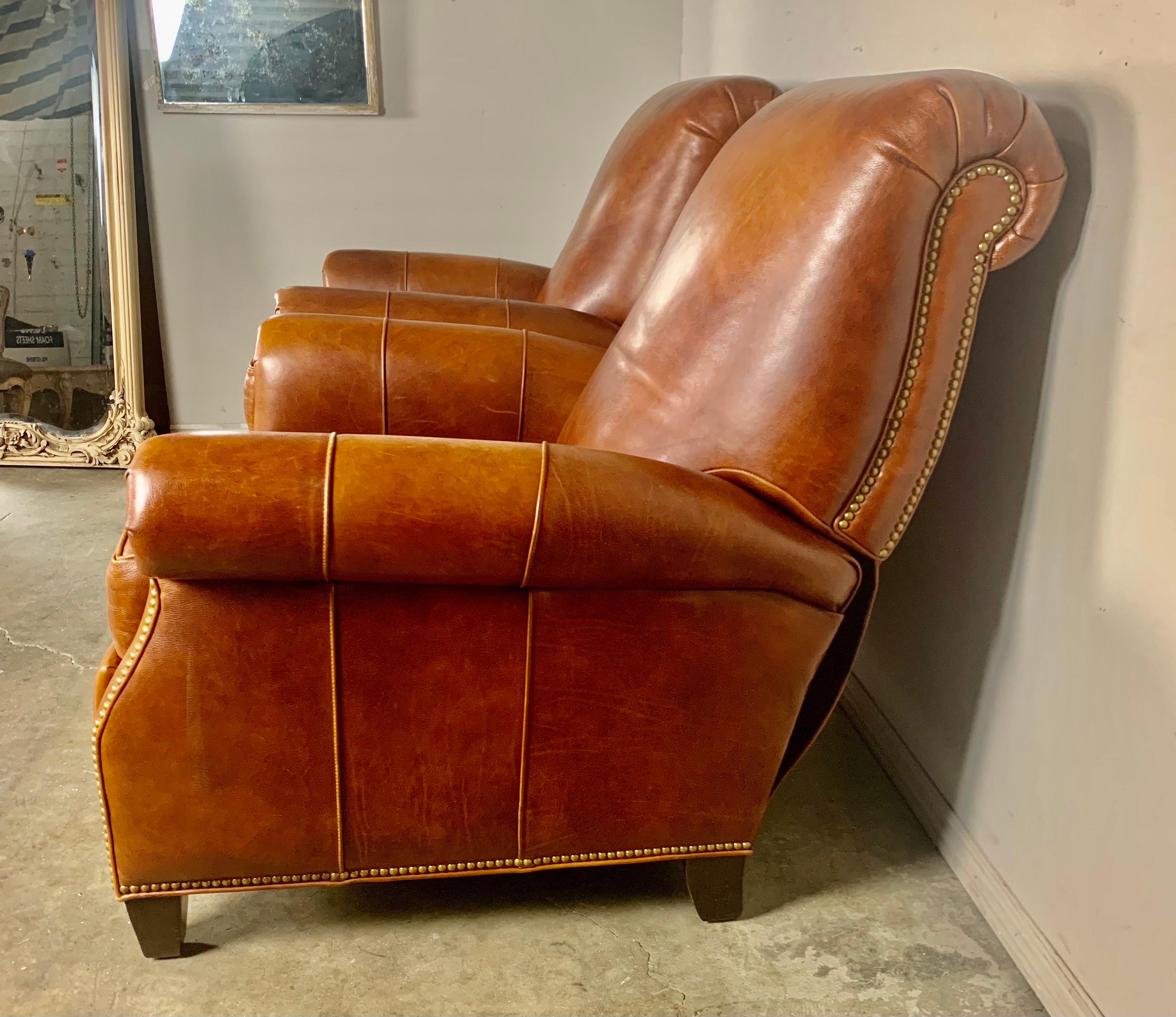 Pair of Leather Recliner Armchairs, 20th Century 2