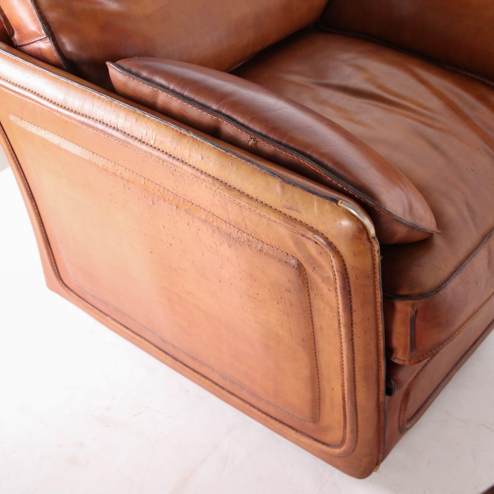 Pair of leather Roche Bobois armchairs 6