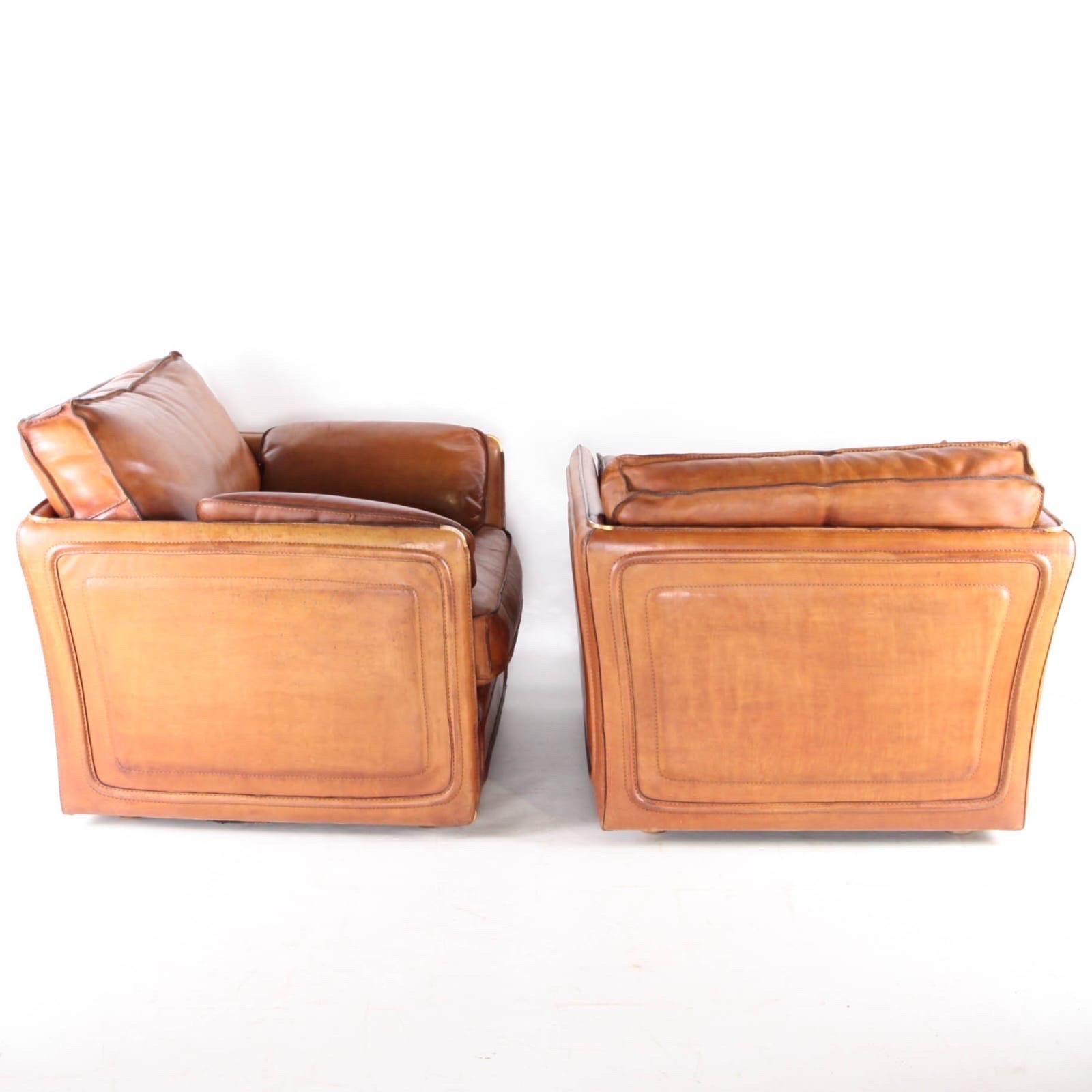 Pair of leather Roche Bobois armchairs 9
