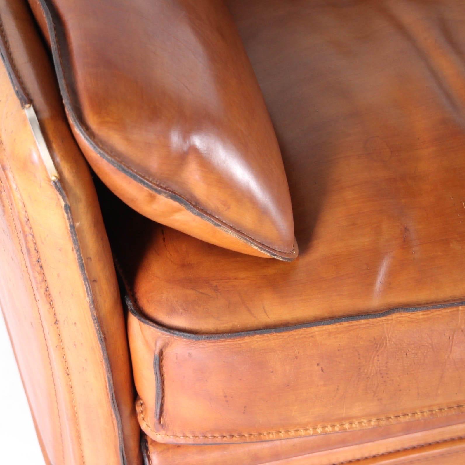Late 20th Century Pair of leather Roche Bobois armchairs