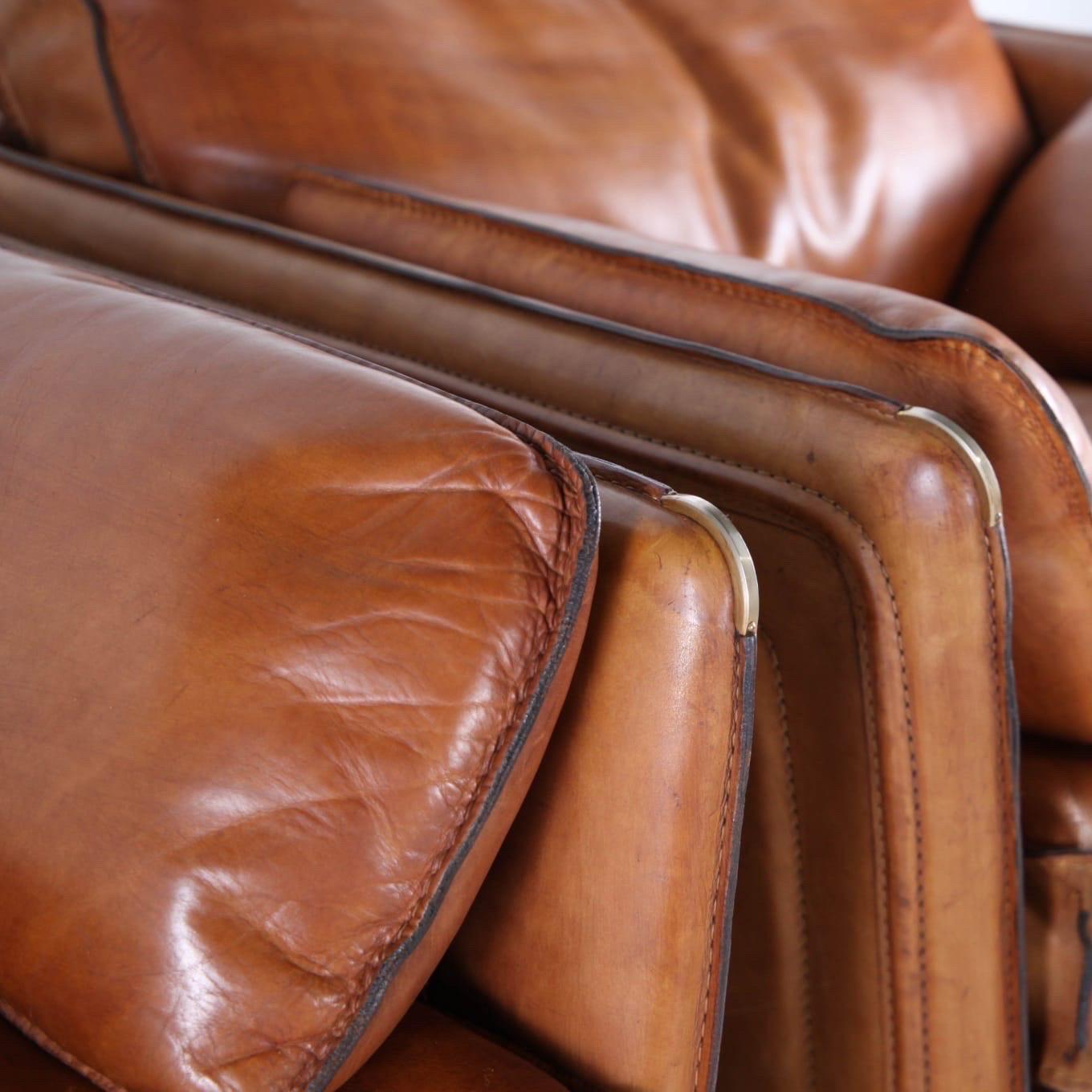 Pair of leather Roche Bobois armchairs 2