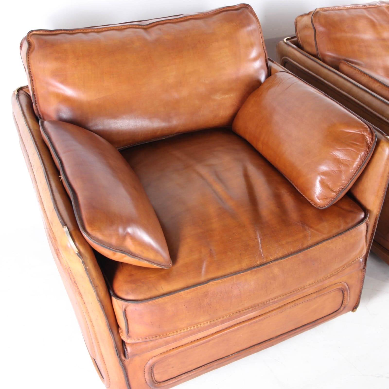 Pair of leather Roche Bobois armchairs 3