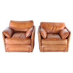 Pair of leather Roche Bobois armchairs