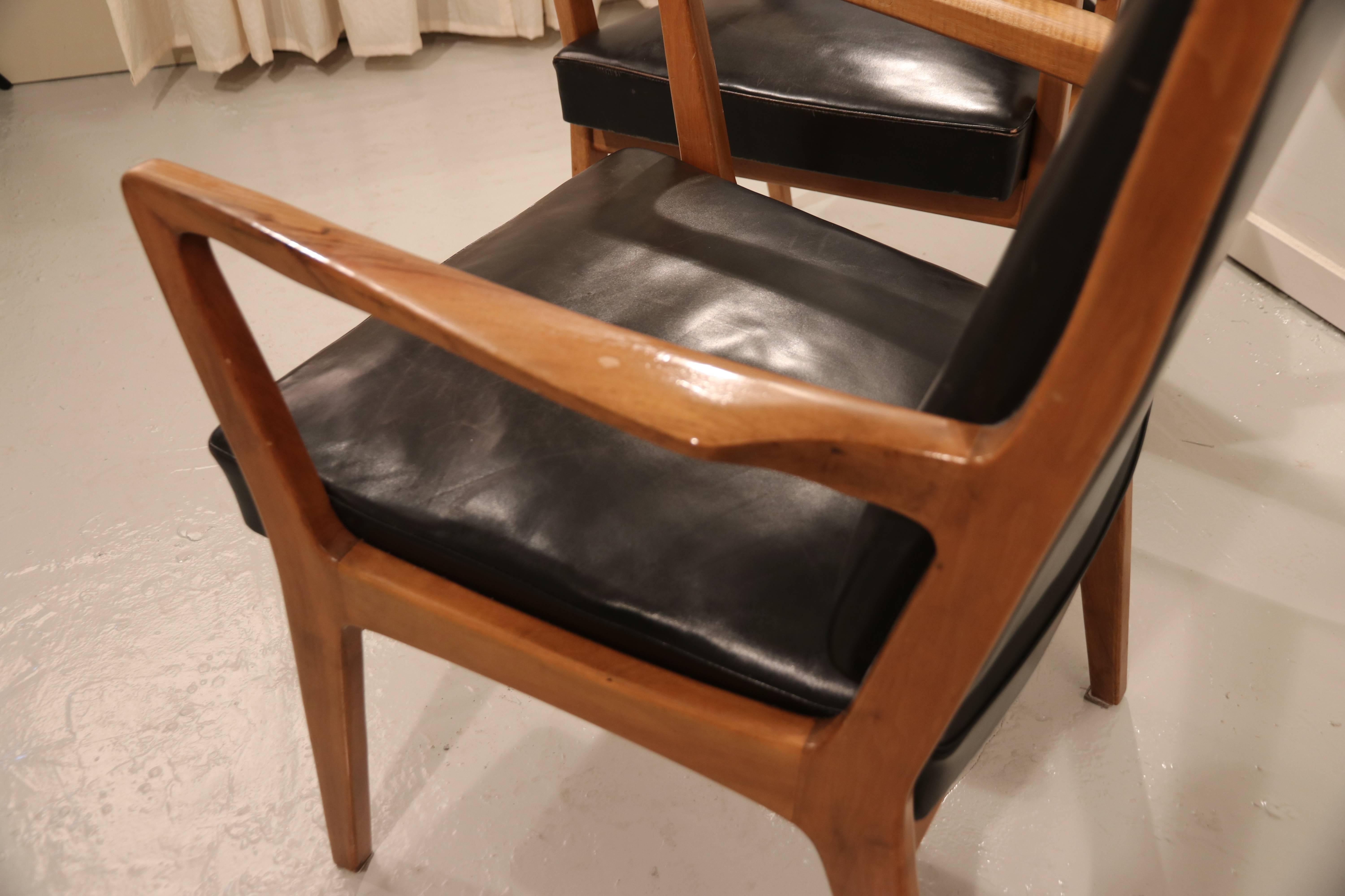 Pair of Leather Scandinavian Style Design Side Chairs For Sale 2
